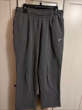 Nike womens Gray Fleece Joggers with White Swoosh